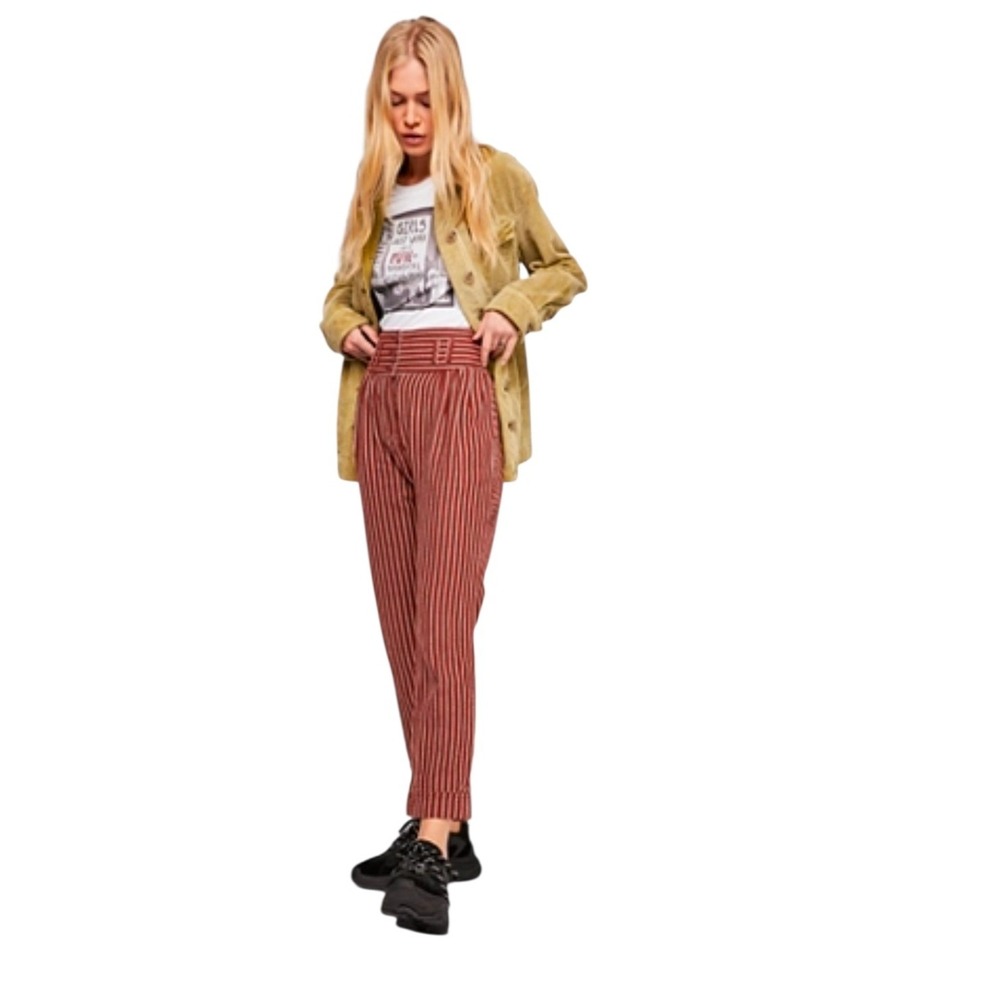 Free People Size 4 Rumors Pinstripe Pants Cuffed Hem Pleated Flat Front Festival